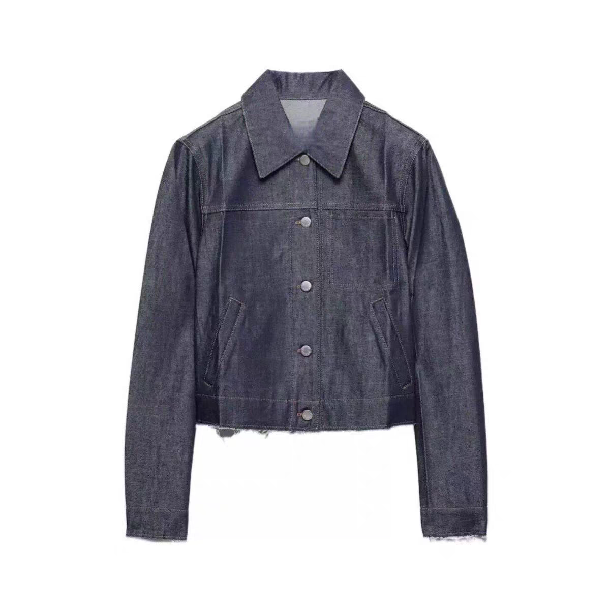 2026 New Style Star-Inspired Navy Blue Retro Lapel Denim Jacket for Women - Image 5
